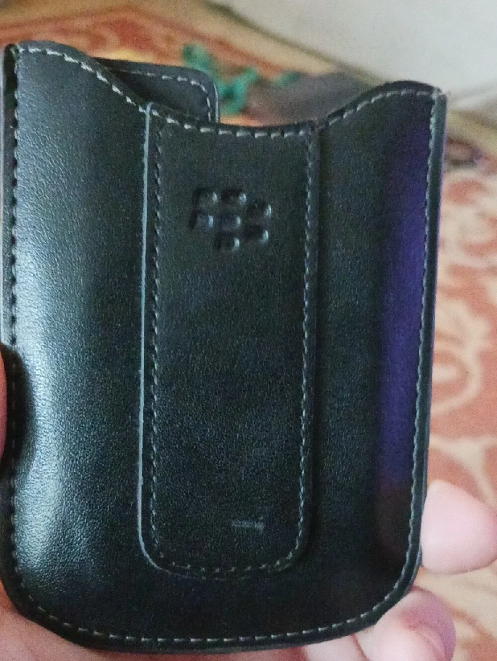 Black Blackberry Leather Slide Phone Case